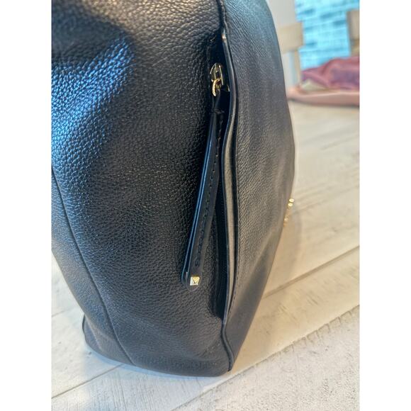 Michael Kors Black Leather Shoulder Bag with Gold Accents - Picture 6 of 11